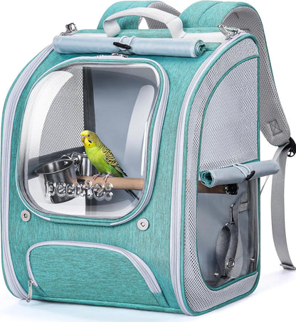 Bird Carrier Parrot Backpack Bag with Perch Cups for Small Pets,Birds,Cockatiel,Portable Bird Cage for Parrots Outdoor Travel