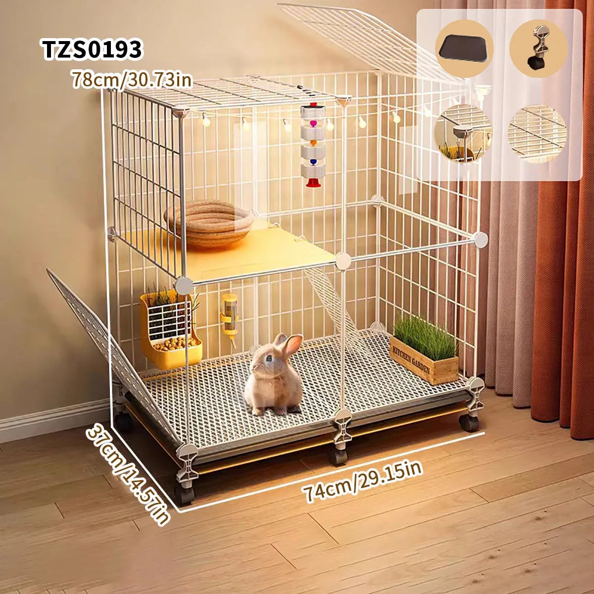 Rabbit Cage with Large Space for Home Use, Large Villa-Style Rabbit Nest with Toilet