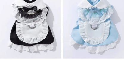 Blue Maid Skirt Kitten Dress Thin Breathable Pet British Short Silver Summer Clothes Cat Dress