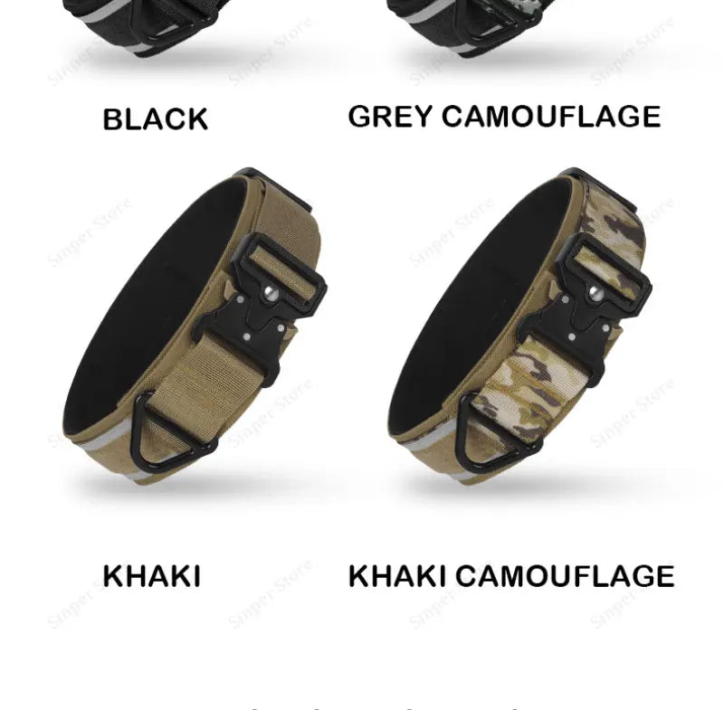 Tactical Dog Collar Adjustable Military Training Nylon Dog Collar with Control Handle and Heavy Metal Buckles for Large Dogs