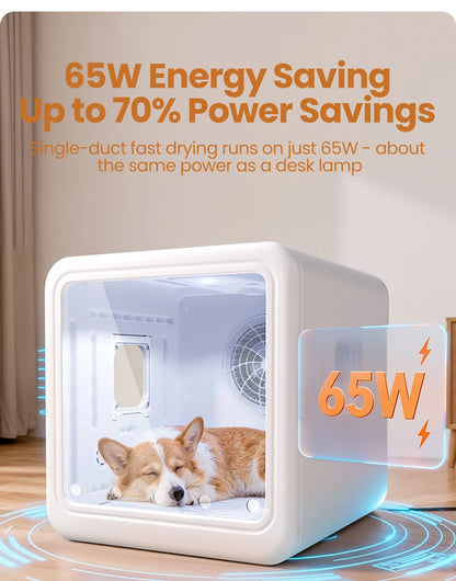 ROJECO 70L Smart Pet Dryer Box Automatic Temperature Control 360° Drying Ultra Quiet Pet Hair Grooming For Dog Cat Dryer 4 Speed