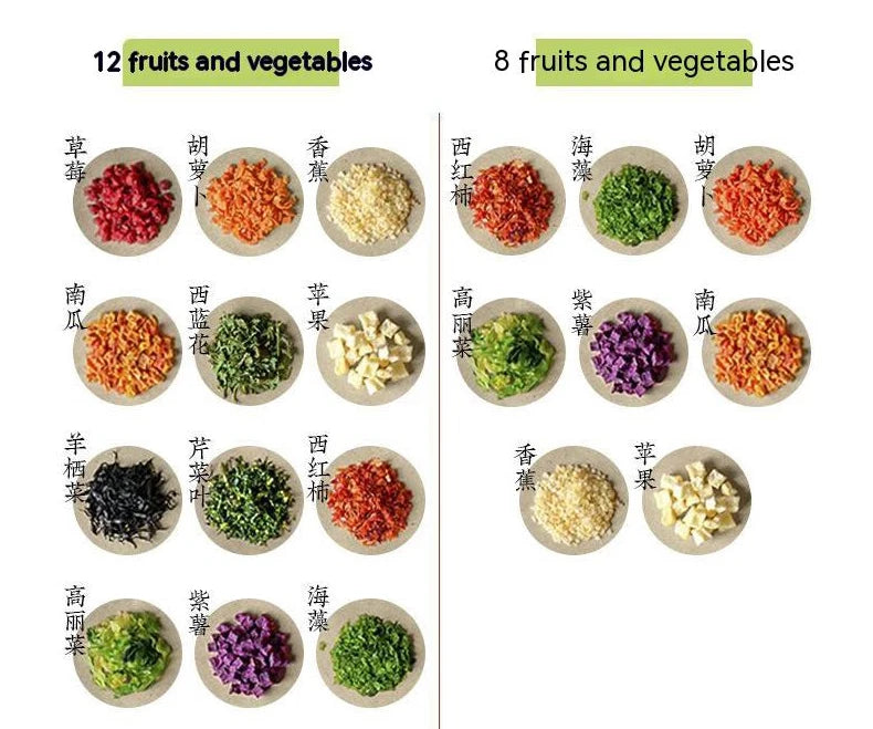 Pet snacks fruits and vegetables dried vegetables dog food mate mixed dehydrated freeze dried nutritious food