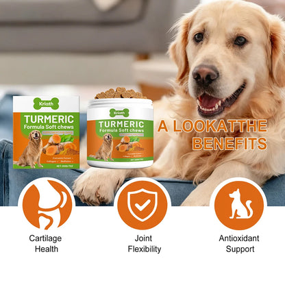 200g Organic-Turmeric Soft Chews For Dogs With Curcumins Joint Supplement With Collagen Eliminates Joint Pain Inflammation