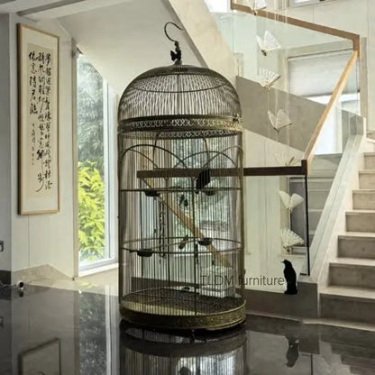 Extra Large iron Cylindrical Bird Cages courtyard outdoor Parrot Large Villa Cage European retro Cage Birds Budgie Canary Bird Z