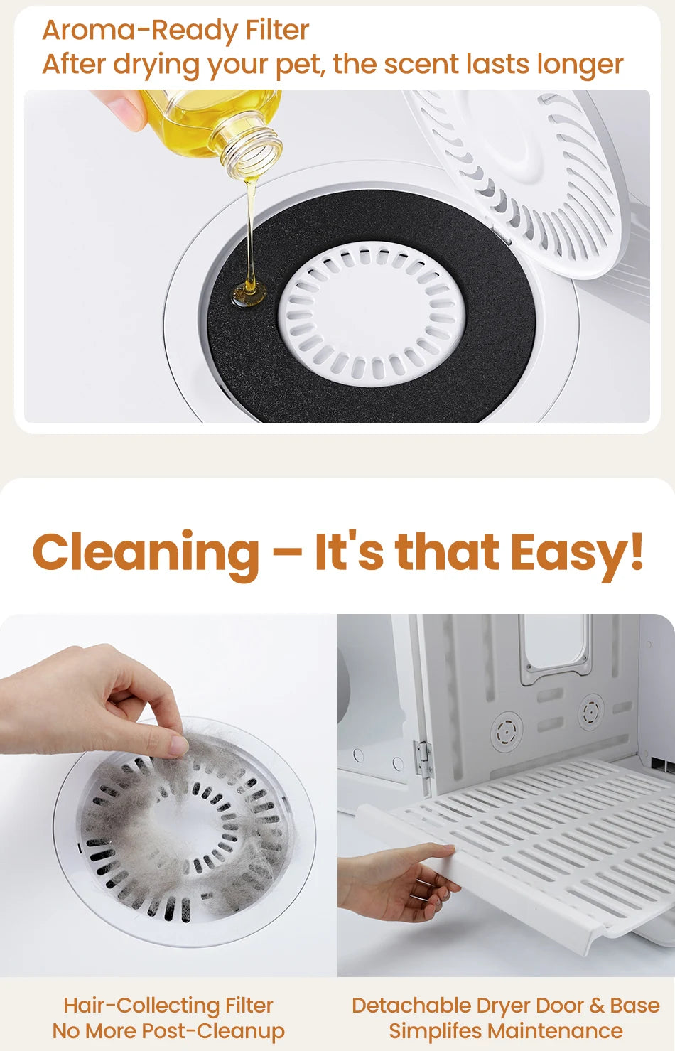 ROJECO 70L Smart Pet Dryer Box Automatic Temperature Control 360° Drying Ultra Quiet Pet Hair Grooming For Dog Cat Dryer 4 Speed