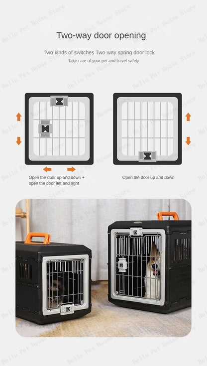 Portable foldable dog cage Oversized breathable pet airline box Car pet cage for traveling Multi-function foldable pet cage