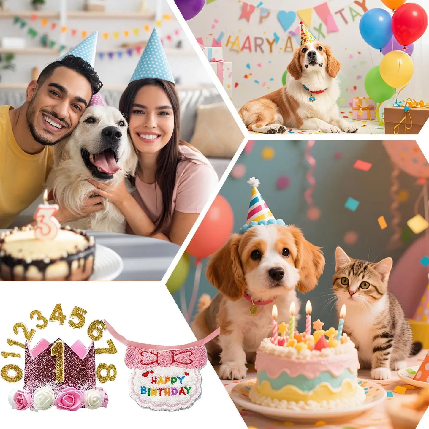 Dog Birthday Party Decorations Adjustable Collar Hat With Number Dogs Birthday Party Supplies For Pet Cat Adoption Small Animal