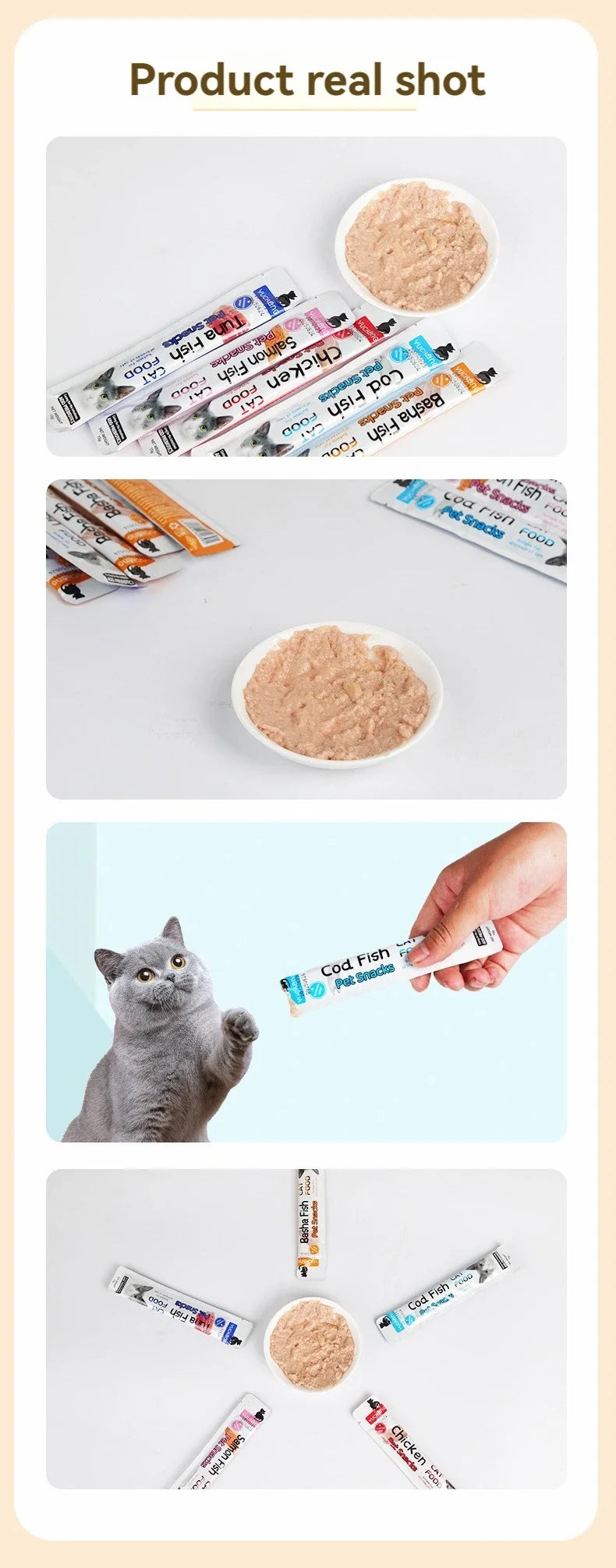 10pcs 15g/Stripe Cat Strips Pet Snacks Various Flavors Nutritious Protein Wet Cat Food Universal Snacks Fatty Gills Cat Wet Food