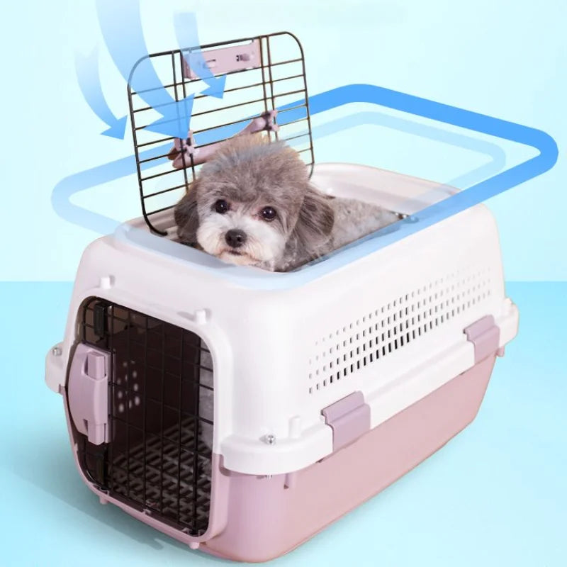 Sturdy Pet Airline Box Ventilated Dog Shipping Box Multi-purpose Cat Cage Portable Pet Transport Cage Pet Supplies