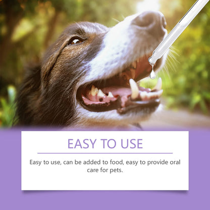 YEGBONG Pet Oral Care Drops Dog Cat Fresh Breath Tartar Remover Mild Formula Food Supplement Easy Use Home Pet Oral Hygiene