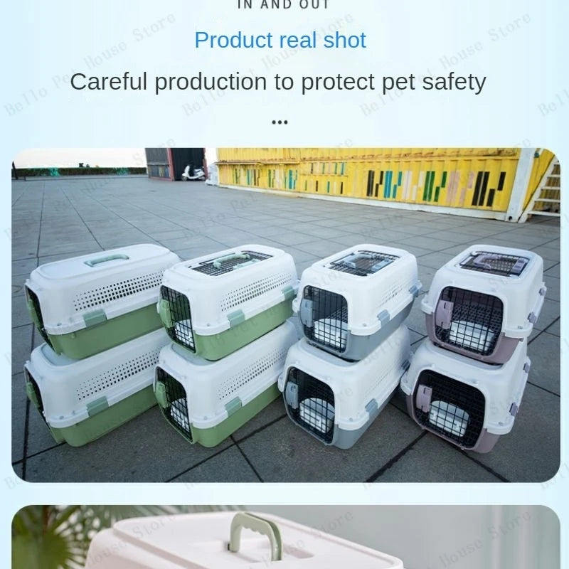 Sturdy Pet Airline Box Ventilated Dog Shipping Box Multi-purpose Cat Cage Portable Pet Transport Cage Pet Supplies