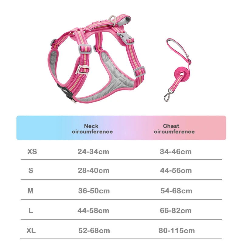 Dog Harness and Leash Set for Large Dogs Heavy Duty No Pull Service Dog Vest with Dog Seat Belt Reflective Adjustable Pet Harnes