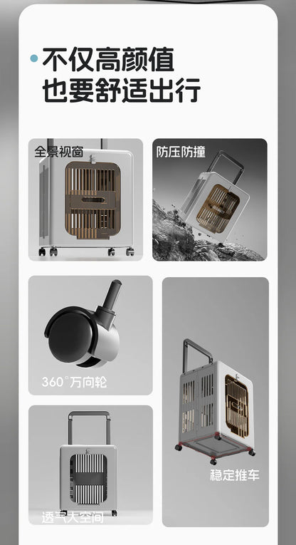 Pet supplies Outdoor cat out cat box breathable air box puppy pet supplies universal wheel pull rod box out of cage air