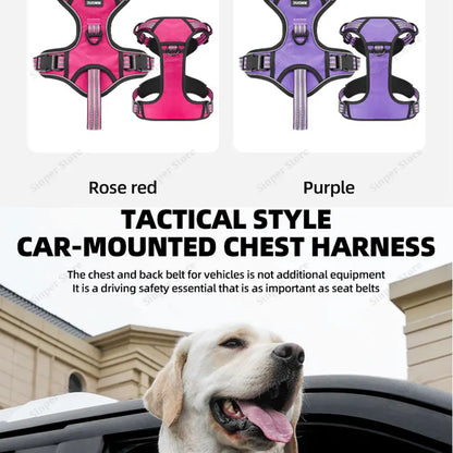Dog Harness for Large Dogs Heavy Duty No Pull Service Dog Vest with Dog Seat Belt Reflective Adjustable Pet Harnes
