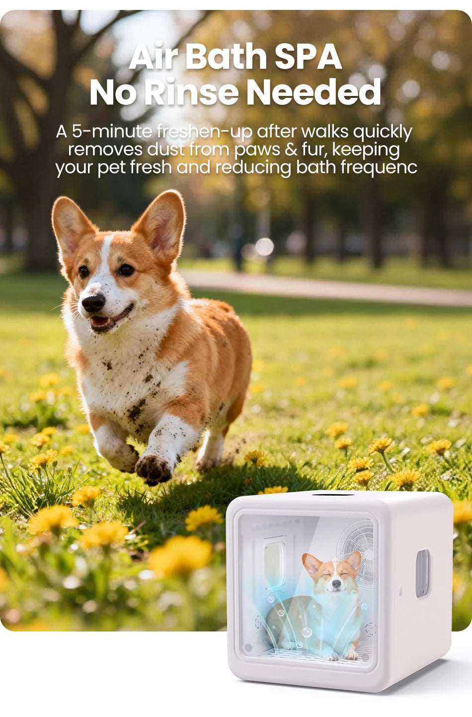 ROJECO 70L Smart Pet Dryer Box Automatic Temperature Control 360° Drying Ultra Quiet Pet Hair Grooming For Dog Cat Dryer 4 Speed