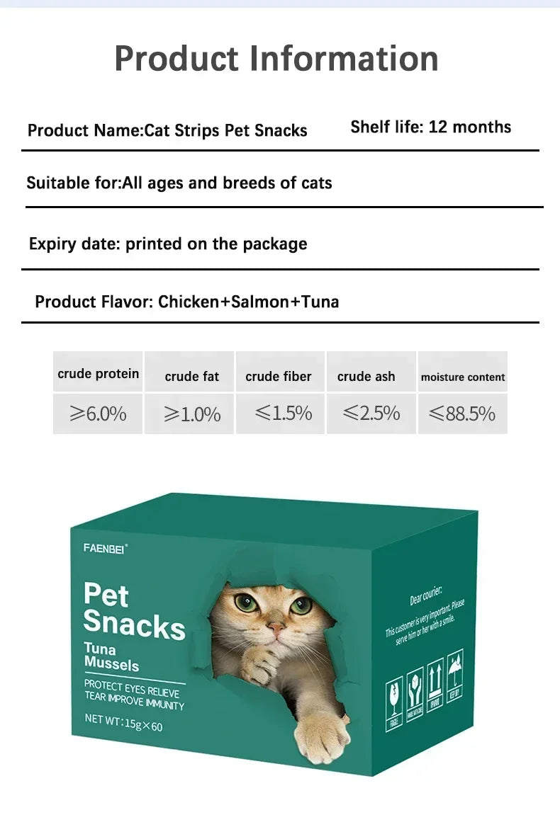 45-Piece Value Pack Cat SticksCat Snacks with Nutrients for Weight GainMoist Food Suitable for Adult KittenHydrating Meat Sticks