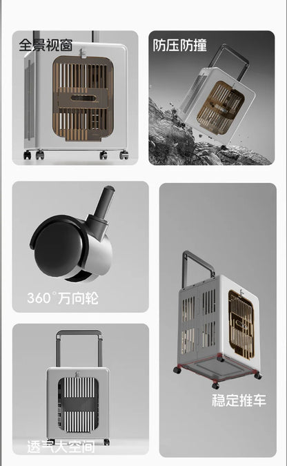Pet supplies Outdoor cat out cat box breathable air box puppy pet supplies universal wheel pull rod box out of cage air