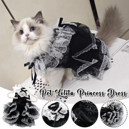 Cat Princess Dresses Dog Lace Mesh Dress Spring/Summer Thin Clothes for Small Dogs Cats Pets Sweet Clothing