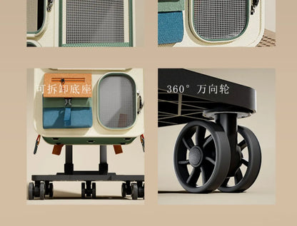 Cat bag out large capacity suitcase multi-cat pet portable cat multi-function wheel trolley case transparent backpack