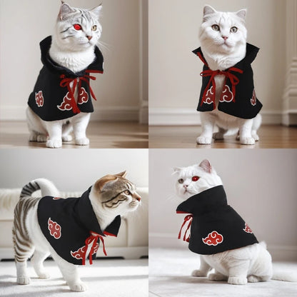 Cat Clothes Akatsuki Organization Cloak Dog Cape Small Dog Cos Ninja Dress Pet Costume Party Decoration Photo Props