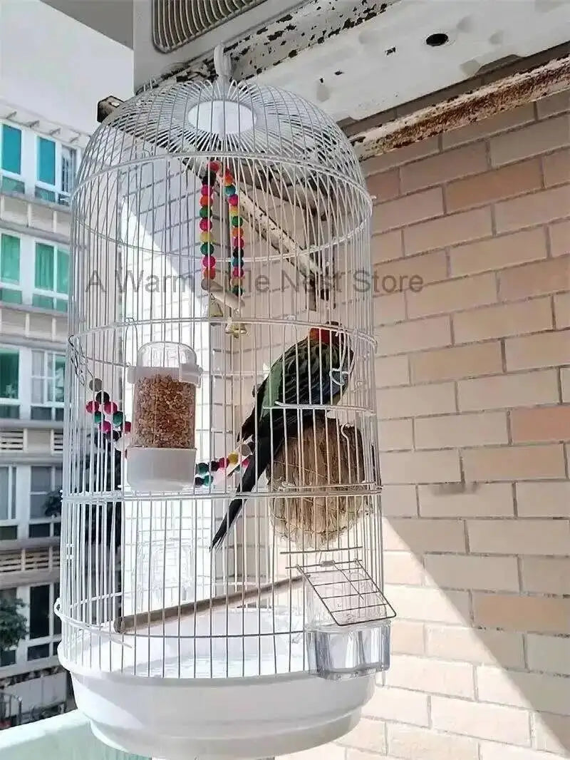 Wrought Retro Household Bird Nordic Round Iron Metal Parrot Cage Large Size Luxury Bird Villa Creative White Parrot House L