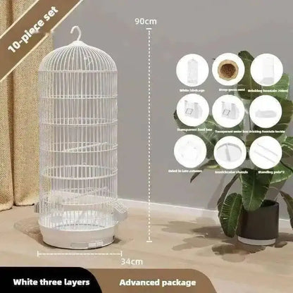 Wrought Retro Household Bird Nordic Round Iron Metal Parrot Cage Large Size Luxury Bird Villa Creative White Parrot House L