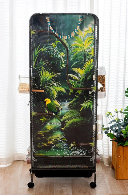 Metal Bird Cage Large Wheeled Transparent Cabinet-type Parrot Cage Interior Budgerigar Cockatiel Nest with Drawer Bird House