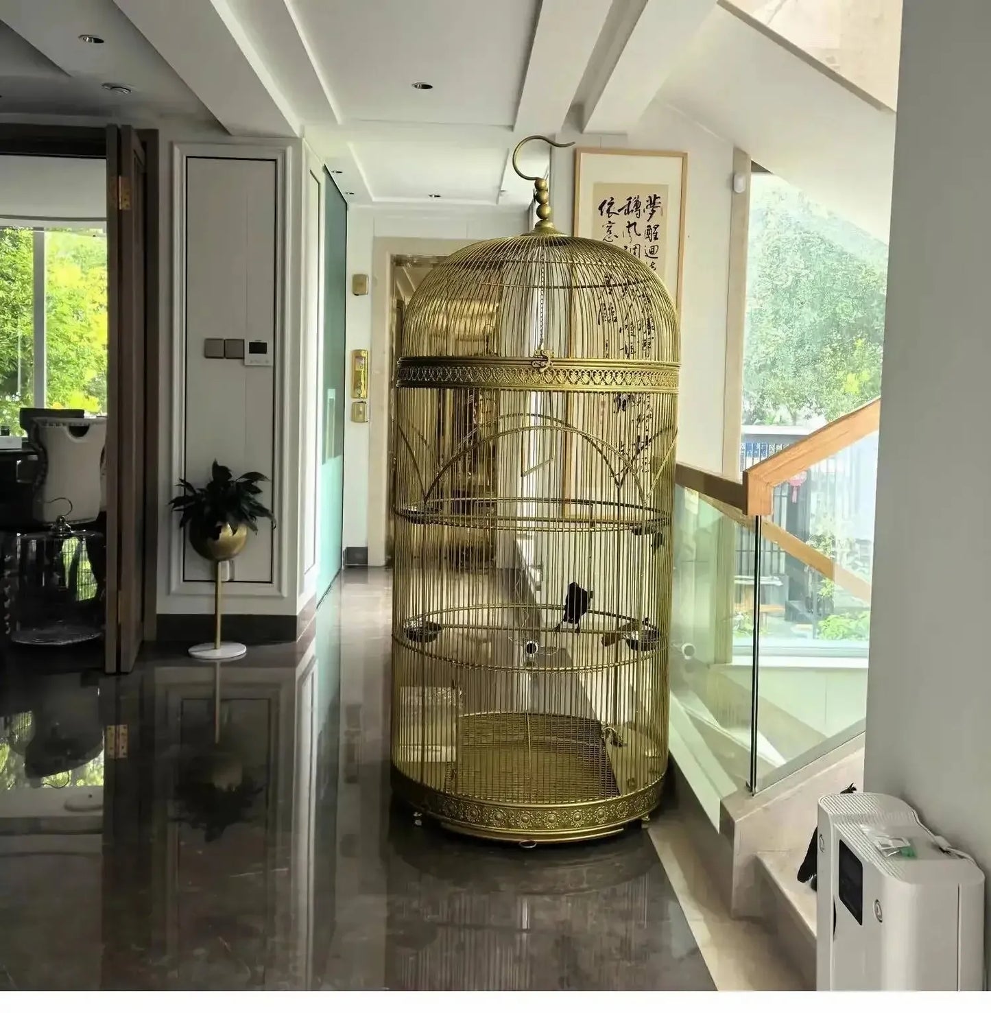 Extra Large iron Cylindrical Bird Cages courtyard outdoor Parrot Large Villa Cage European retro Cage Birds Budgie Canary Bird Z