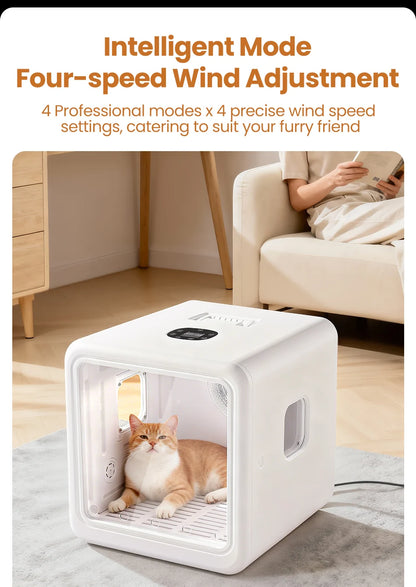ROJECO 70L Smart Pet Dryer Box Automatic Temperature Control 360° Drying Ultra Quiet Pet Hair Grooming For Dog Cat Dryer 4 Speed