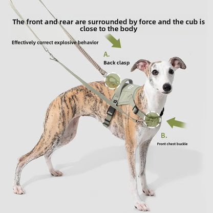 Multi-Functional Dog Leash Anti-Burst Shock Absorption Hands-Free Waist Shoulder Strap Adjustable 114-143cm for 40kg