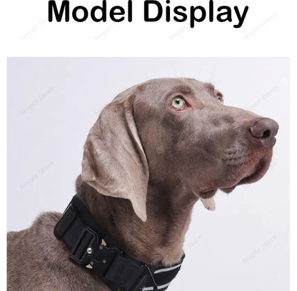 Tactical Dog Collar Adjustable Military Training Nylon Dog Collar with Control Handle and Heavy Metal Buckles for Large Dogs