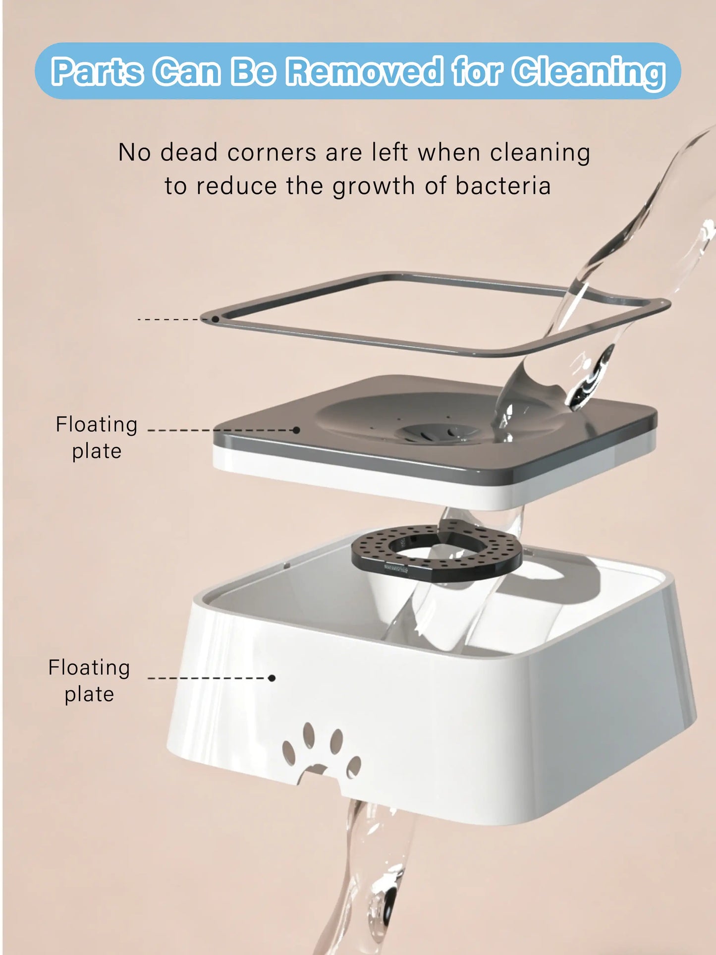 Floating Pet Bowl 1L Pet Water Dispenser ABS Plastic Pet Drinking Bowl Keeps Fur Dry for Long-Haired Pets Drinking Dispenser