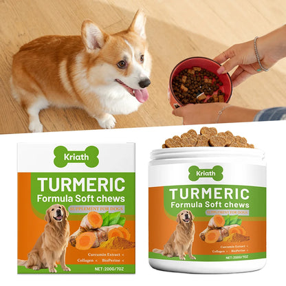200g Organic-Turmeric Soft Chews For Dogs With Curcumins Joint Supplement With Collagen Eliminates Joint Pain Inflammation