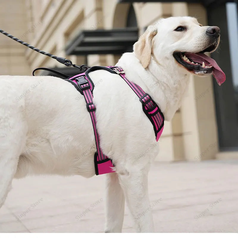 Dog Harness for Large Dogs Heavy Duty No Pull Service Dog Vest with Dog Seat Belt Reflective Adjustable Pet Harnes