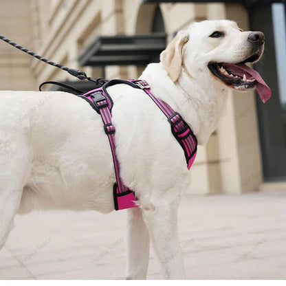 Dog Harness for Large Dogs Heavy Duty No Pull Service Dog Vest with Dog Seat Belt Reflective Adjustable Pet Harnes