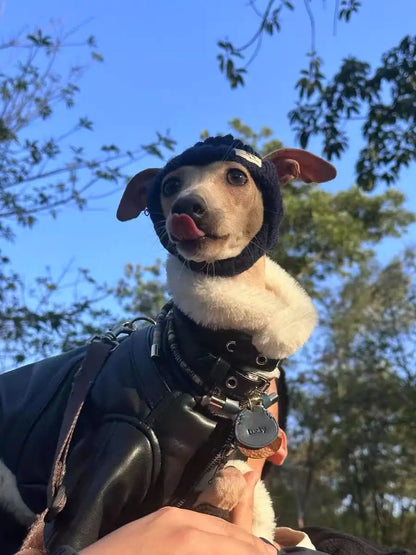 Luxury Leather Whippet Dog Clothes in Winter 4-legged Plush Jacket Windproof Coat Warm Clothing for Italian Greyhound