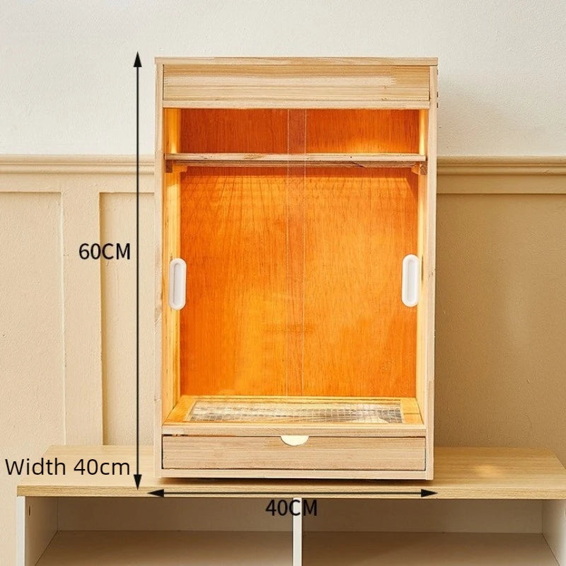 Wooden Bird Cage with Drawers Breathable Young Birds Nest with Base Net Parrot Quail Breeding Box Bird Interior Aviary House