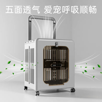 Pet supplies Outdoor cat out cat box breathable air box puppy pet supplies universal wheel pull rod box out of cage air