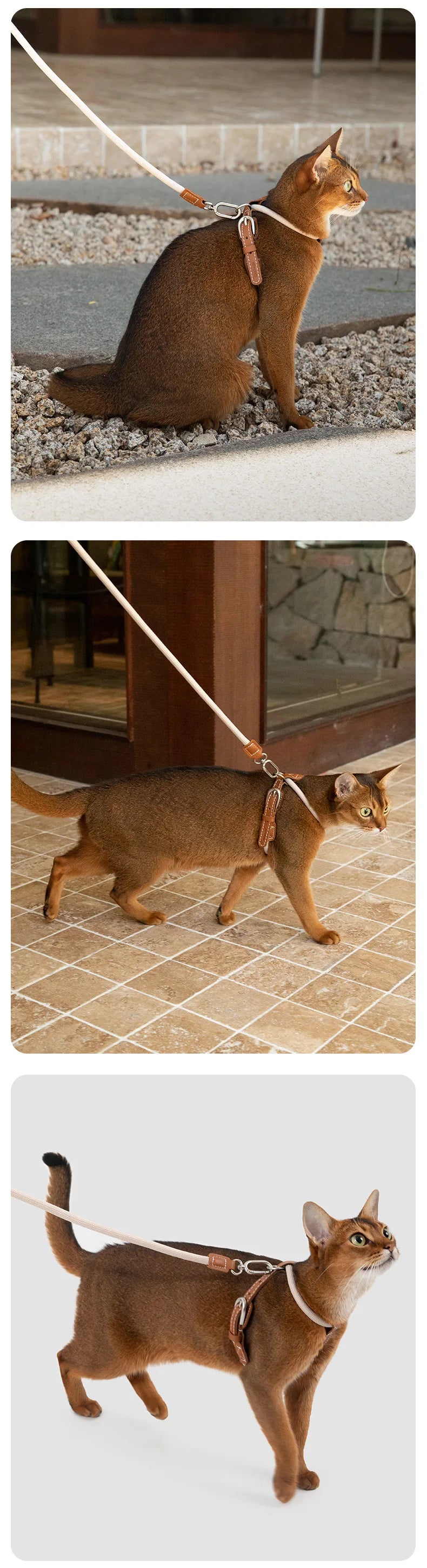 Adjustable X-Shape Cat Harness & Leash Set, Lightweight Escape Proof Cat Walking Harness,Leather 4-Gear Adjustment for 6kg Cats