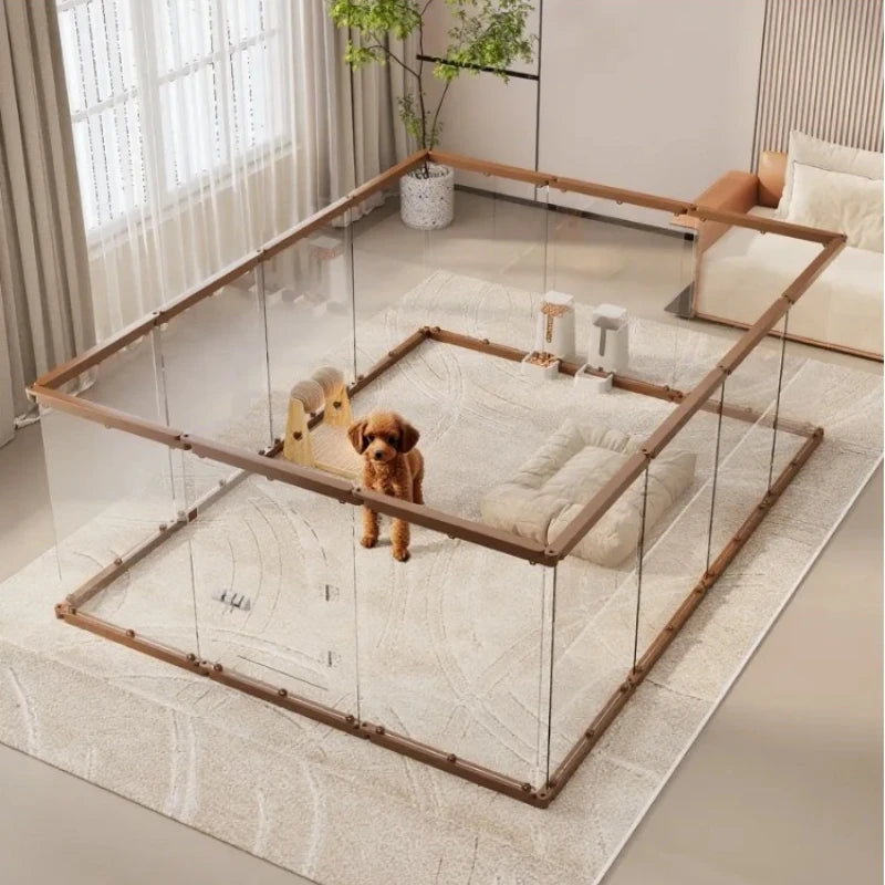 Acrylic Pet Fence with Insulation Dog Cage Transparent Dog Kennel for Indoor Dogs Crate furniture DIY Freely Combined House
