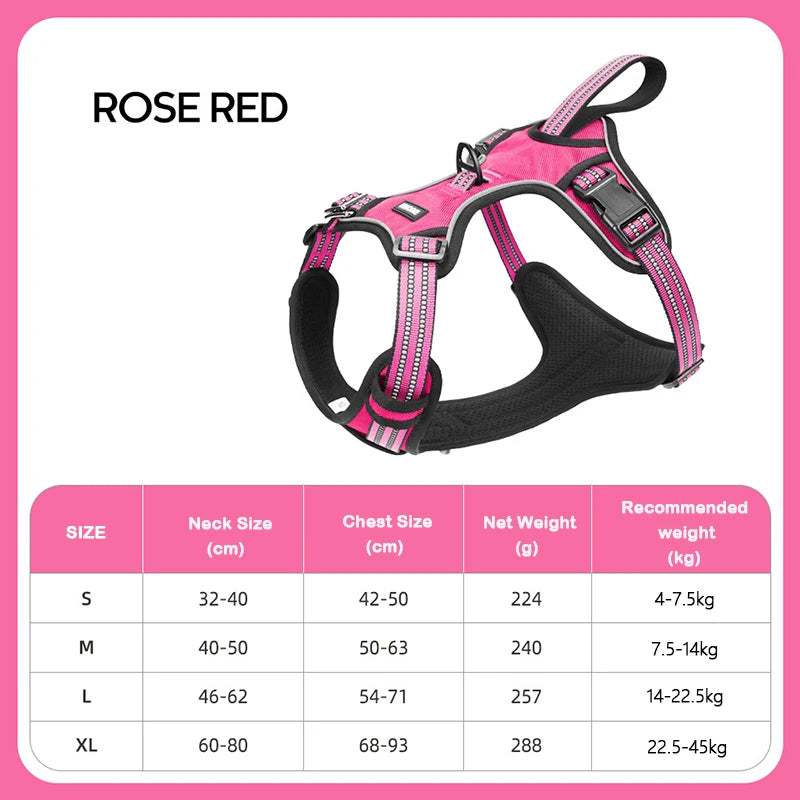 Dog Harness for Large Dogs Heavy Duty No Pull Service Dog Vest with Dog Seat Belt Reflective Adjustable Pet Harnes