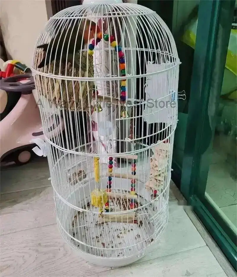 Wrought Retro Household Bird Nordic Round Iron Metal Parrot Cage Large Size Luxury Bird Villa Creative White Parrot House L