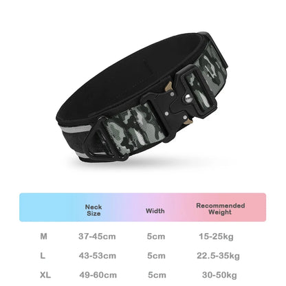 Tactical Dog Collar Adjustable Military Training Nylon Dog Collar with Control Handle and Heavy Metal Buckles for Large Dogs