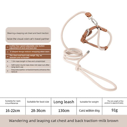 Adjustable X-Shape Cat Harness & Leash Set, Lightweight Escape Proof Cat Walking Harness,Leather 4-Gear Adjustment for 6kg Cats