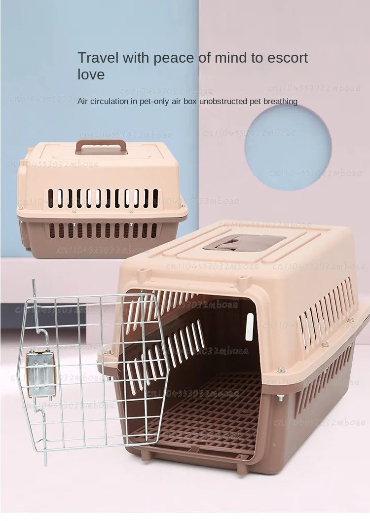 Outdoor Large Plastic Cat CageLarge Airline Pet CageCat Shipping Box Portable Pet Supplies