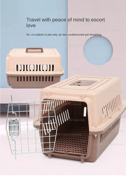 Outdoor Large Plastic Cat CageLarge Airline Pet CageCat Shipping Box Portable Pet Supplies