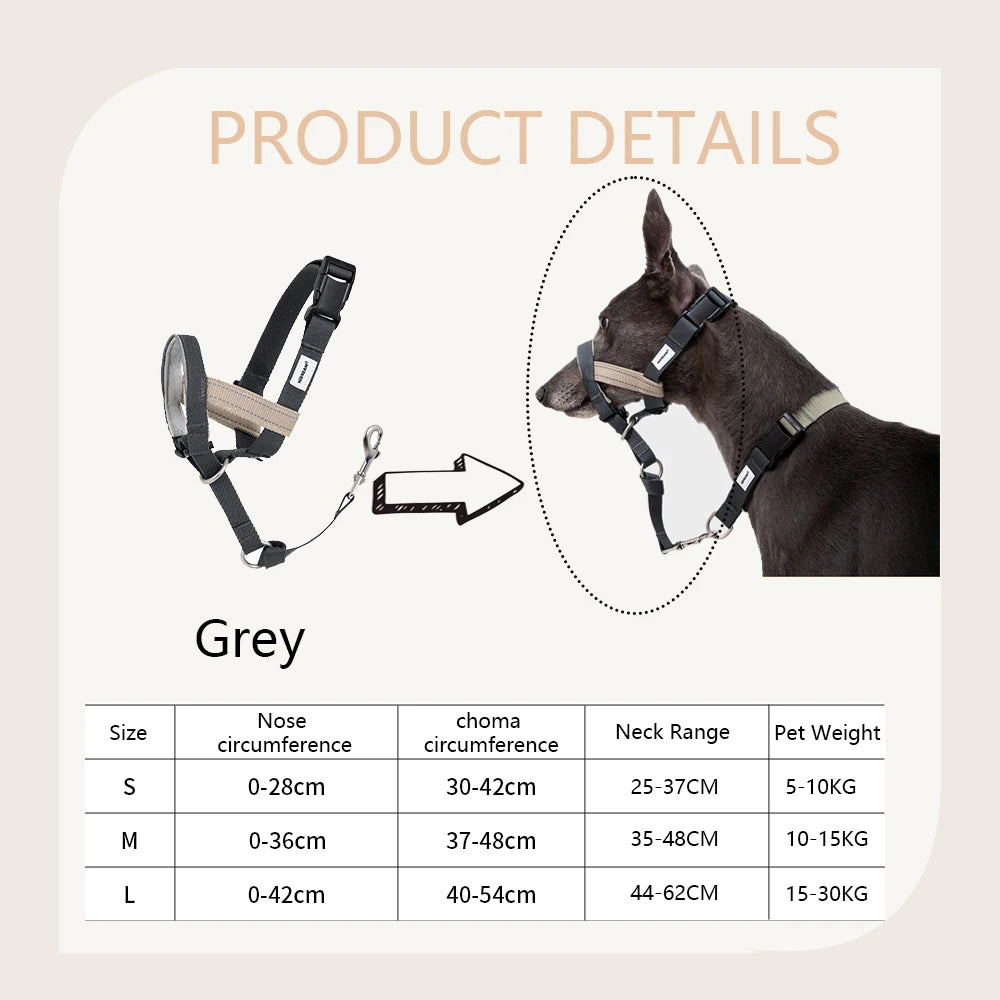 Soft Dog Head Collar Patented Padded No Pull Head Halter Training Nose Leash with Safety Link for Medium Large Dogs Adjustable