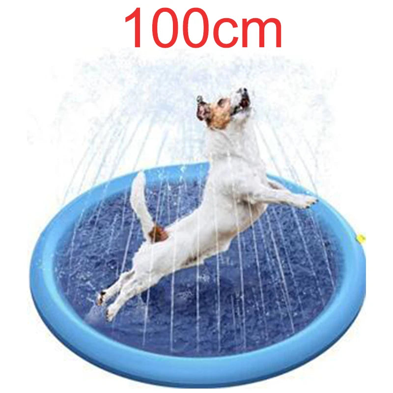 60-97'' Winter and Summer Outdoor and Indoor Dog Shower Playpool Inflatable Sprinkler Pad Pet Fountain Foldable Pad Dog Shower