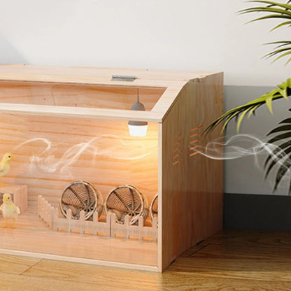 Solid Wood Quail Cage with Light Hamster Hedgehog Little Rabbit Cages Ventilate Large Space Coop Indoor Small Animals Houses