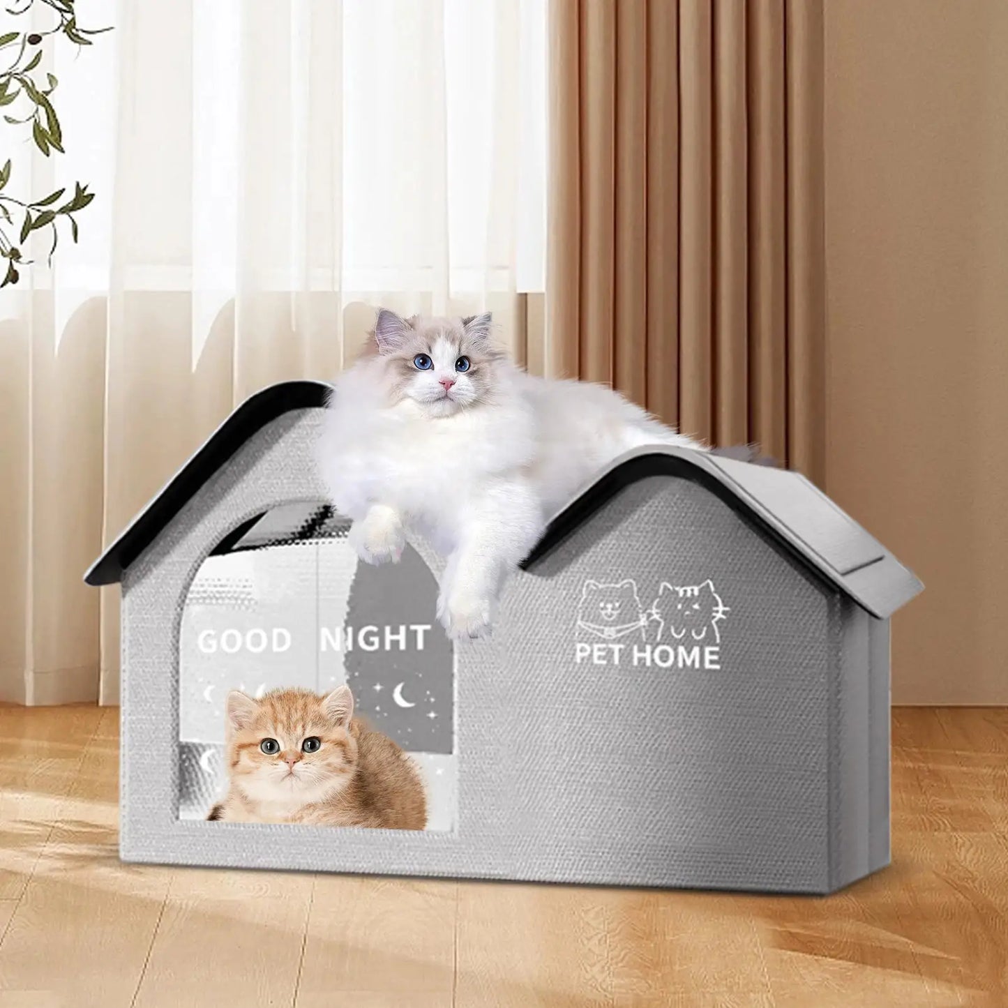 Cooling Cat House Aluminum Foil Insulated Cat Cooling House Tear Resistant Shade Tent Cave Spacious Shelter For Apartment Patio